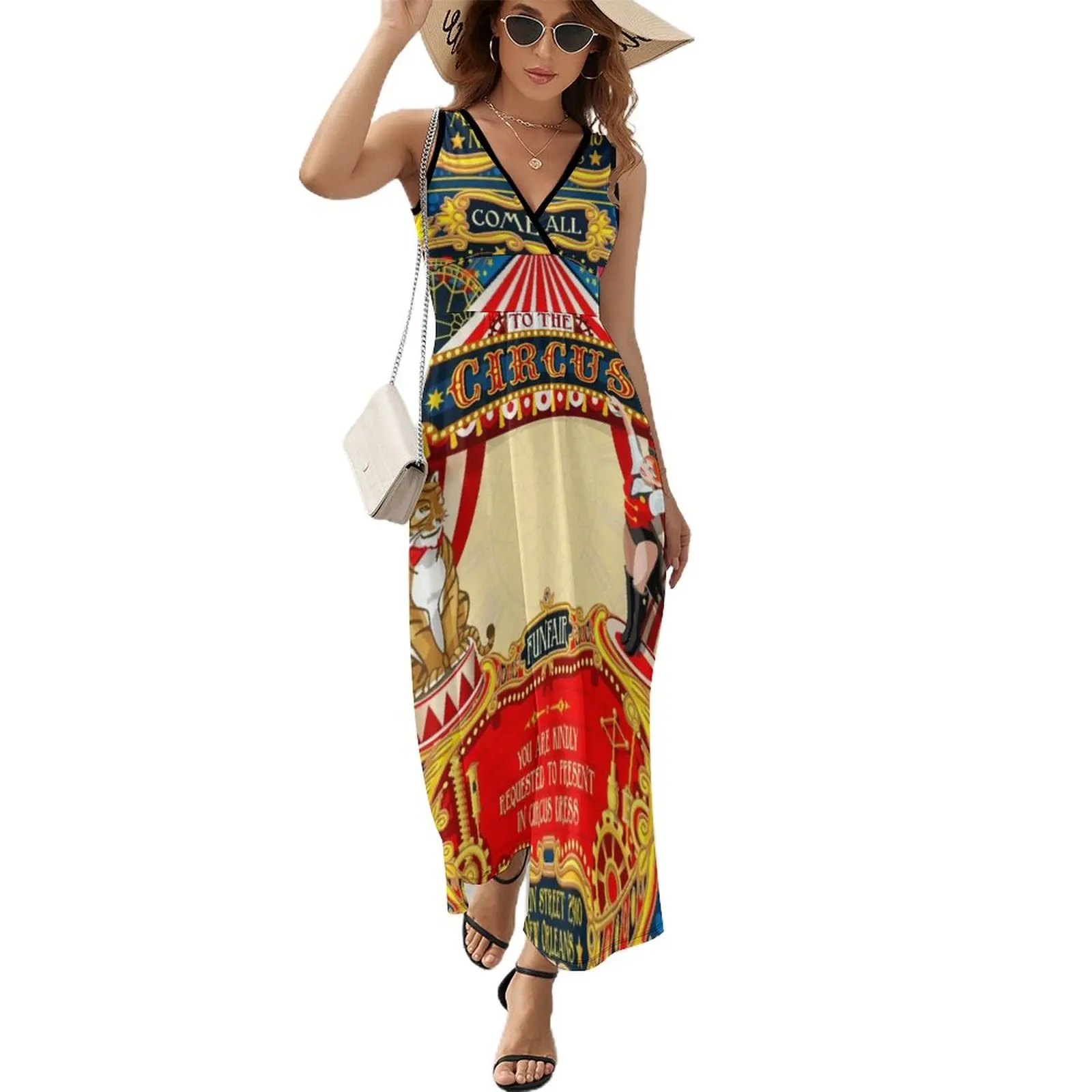 

Circus Carnival Invite Poster Sleeveless Dress Dress vintage Dress woman summer dress korean women