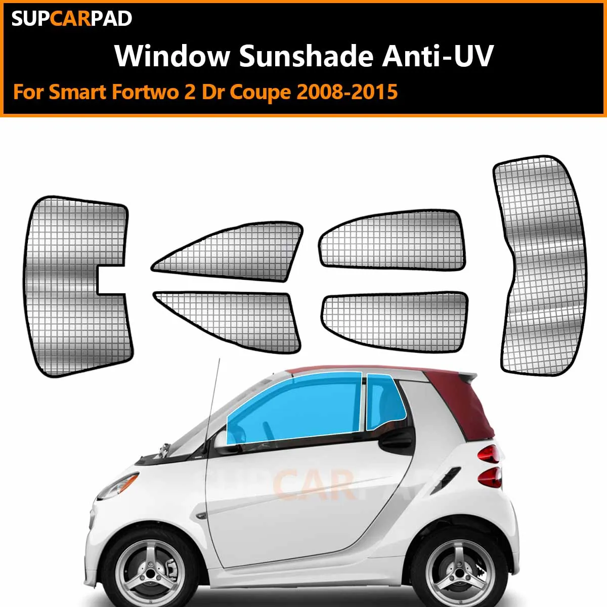 

Солнцезащитные шторки для окон автомобиля Smart Fortwo 2-дверного купе 2008-2015, на заказ, с защитой от УФ-лучей, аксессуары