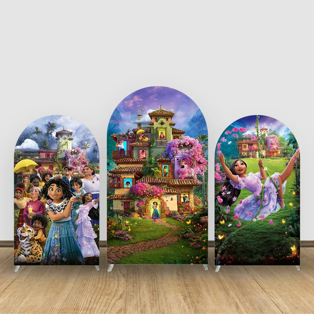 Enchanted Theme  Arch Backdrop Cover Spandex Fabric Disney Kids Birthday Baby Shower Party Decor Custom Photography Background