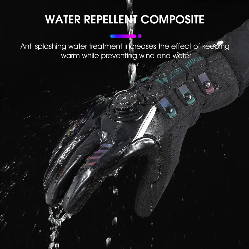 WEST BIKING Twist Locking Cycling Gloves Winter Thermal Water Repellent Touch Screen Gloves MTB Road Bike Warm Sport Gear