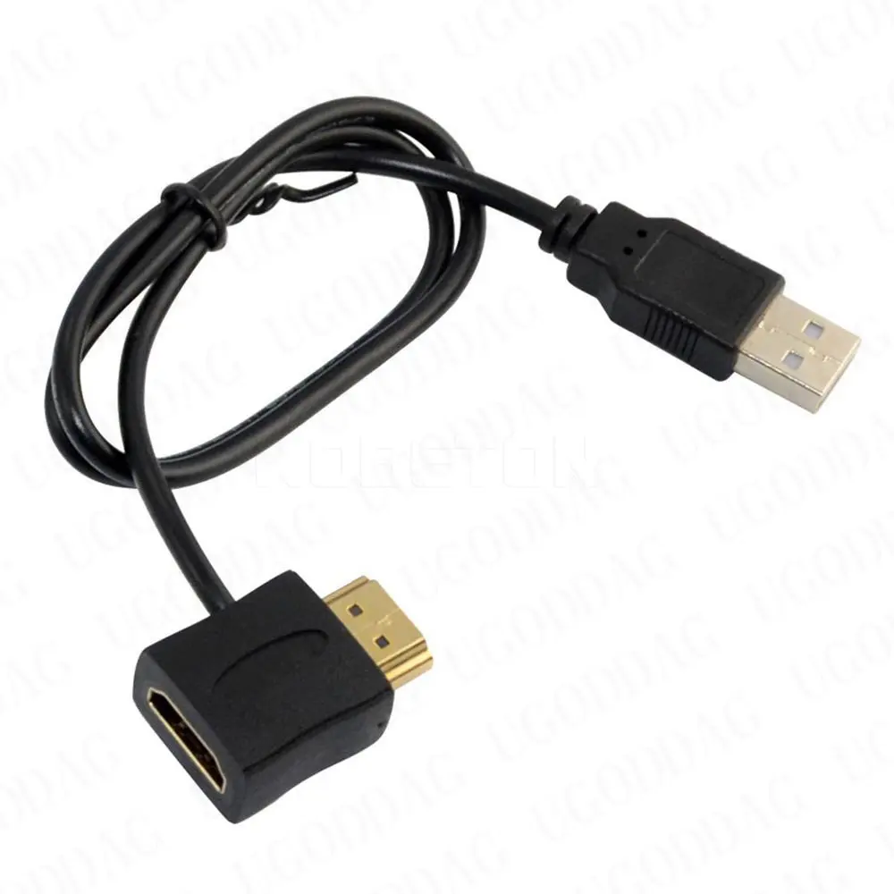 HD 1080P HDMI-compatible Female to Male Converter HDTV Adapter HDTV Switch with 50cm USB 2.0 Charger Power Supply Cable