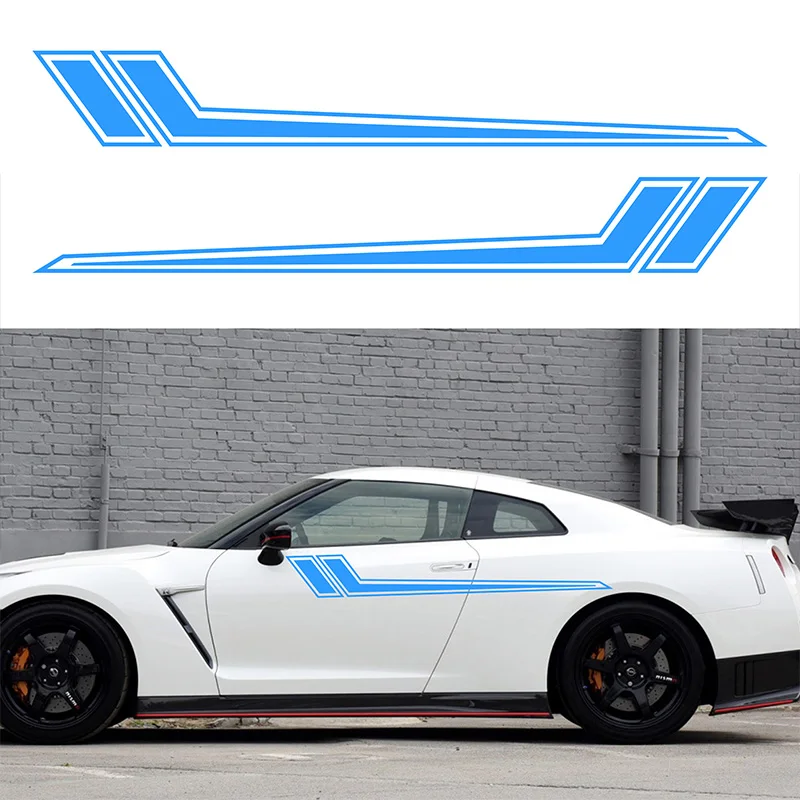 Car Stripe Racing Graphic Vinyl Car Sticker Personality Modified Full Car Side Skirt Sticker