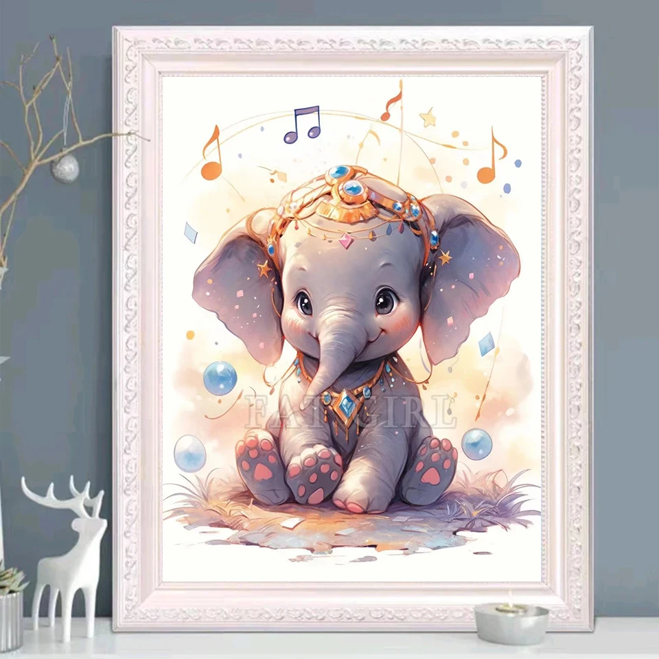 Diamond Embroidery Cartoon Elephant New Arrival Diamond Painting Lovely Animal Full Square Round Mosaic DIY Handmade Hobby D80