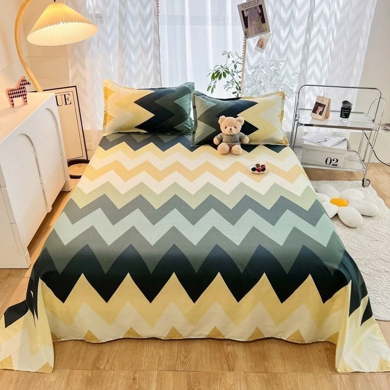 Nordic Region 3pcs Skin-friendly Soft Sheets Household Printed  Bedroom King Queen Size Bedding Single Double Breathable Durable