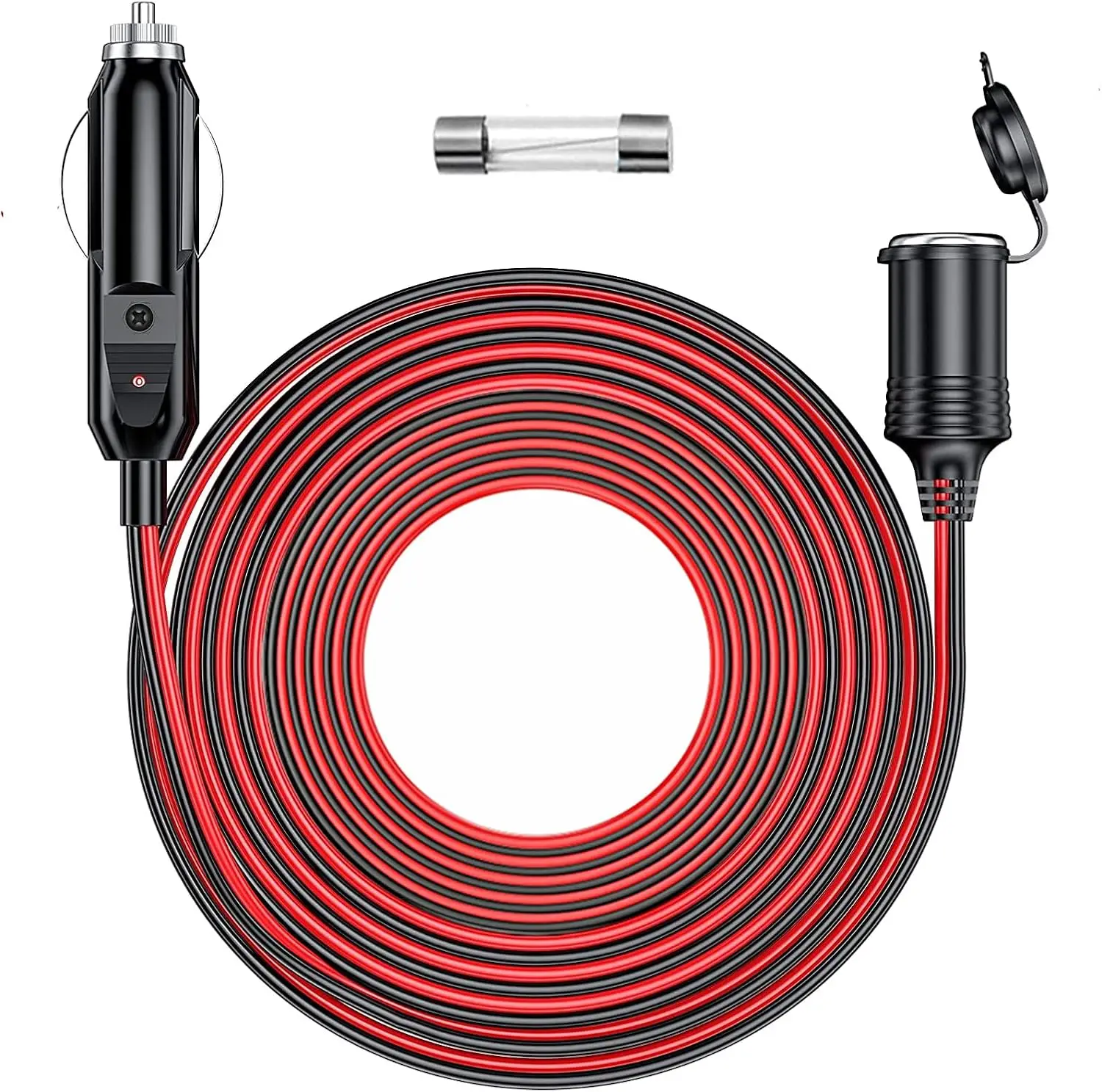 Cable de extensión para encendedor de cigarrillos de alta resistencia, 12V/24V, con luz LED, para coche, vehículo, bomba de neumáticos, compresor de aire, refrigerador