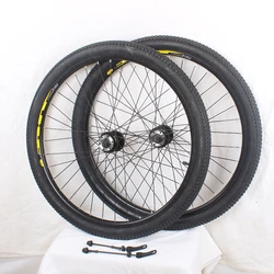 26 Inch Mountain Bike Wheel MTB Disc Brake Front Rear Wheelset Aluminum Alloy Rotary Cassette Hub With Non-slip Durable Tire