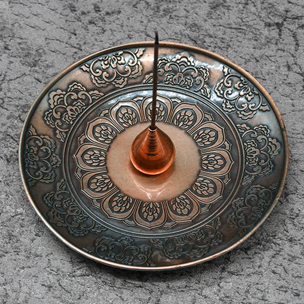 Incense Holder Home Decor Backflow Stick Burner Ash Catcher Vintage Aromatherapy Antique Copper Incense Burner Ornament Alloy