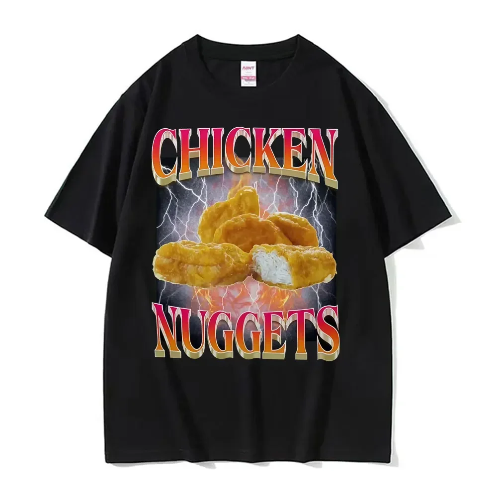Customization Funny Chicken Nuggets Vintage Style Meme Graphic T-shirt Men Women Hip Hop Gothic Oversized T Shirt 100% Cotton Co