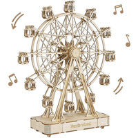 Robotime Ferris Wheels Music Model Kits 3D Wooden Puzzle Mechanical DIY Crafts Kits Brain Teaser Puzzles for Boys and Girls Adul