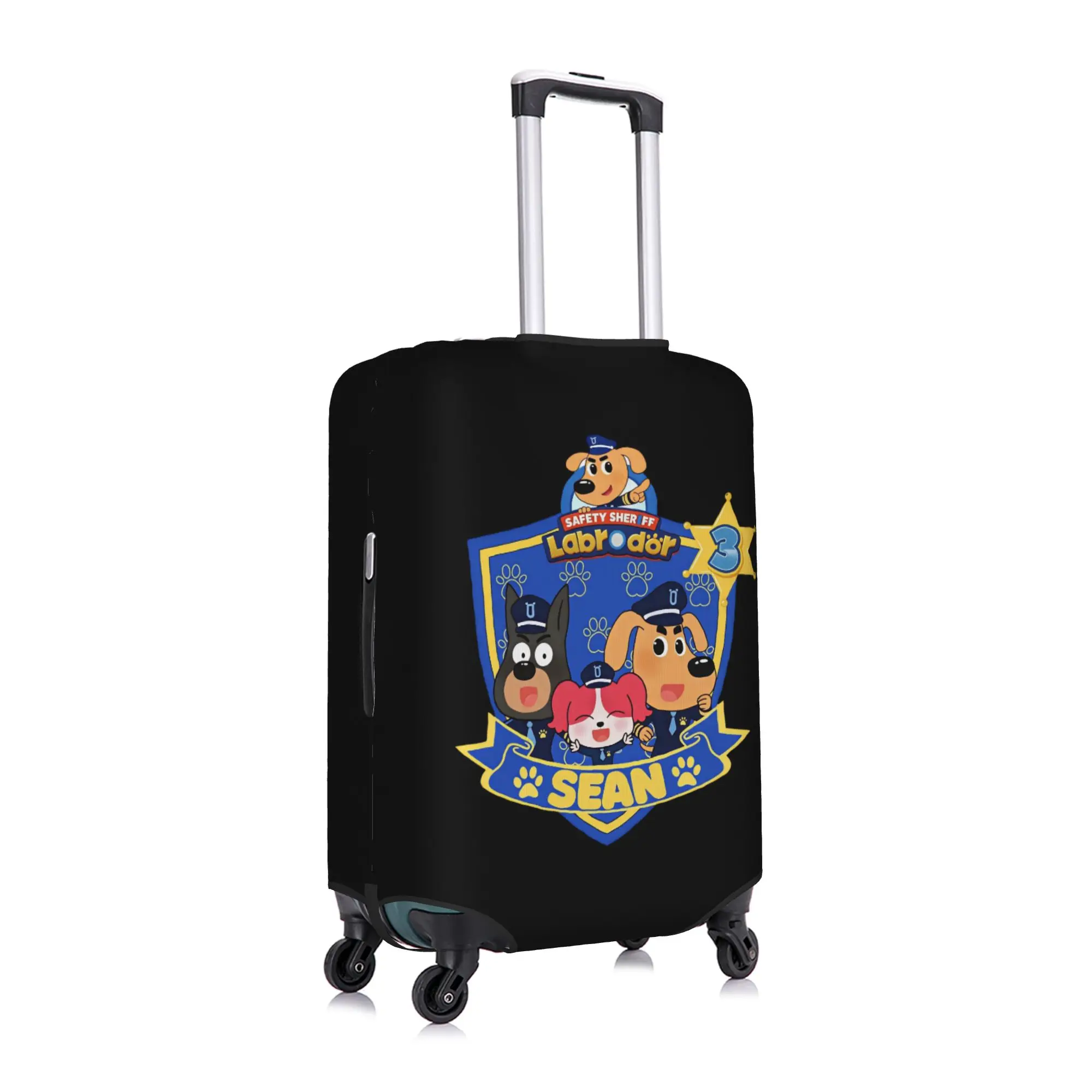 Sheriff Labrador Dog Cartoon Travel Luggage Cover Elastic Suitcase Cover Protector Fit 18-32 Inch 3
