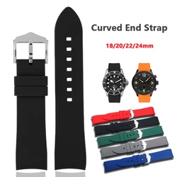 Rubber Silicone Strap for Seiko Citizen for Omega Universal Arc Curved End Diving Sport Bracelet Watch Band 18mm 20mm 22mm 24mm