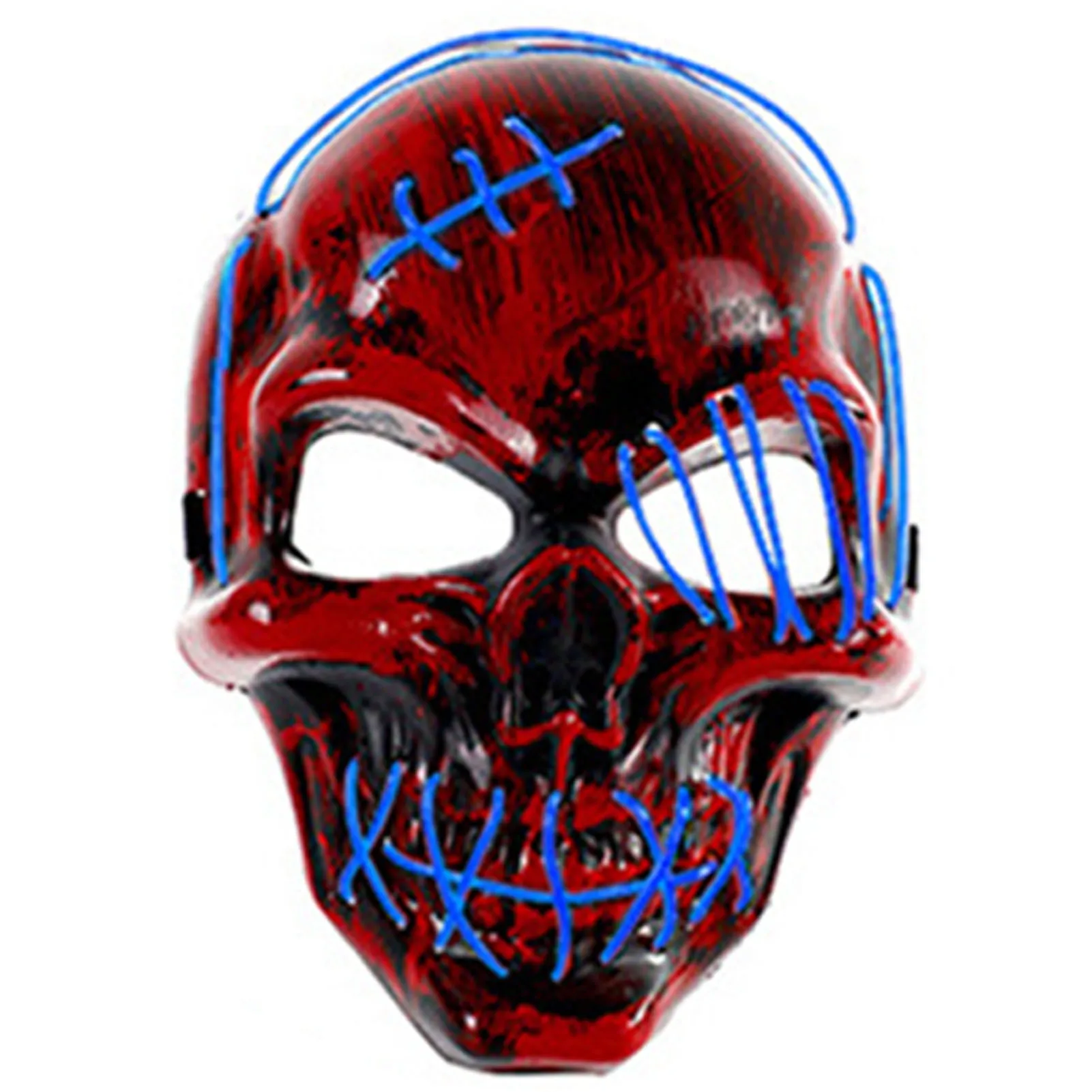LED Light Up Halloween Mask Scar One Eyed Pirate Mask with Blood Terror Cold Light for Festival Cosplay Halloween Costume