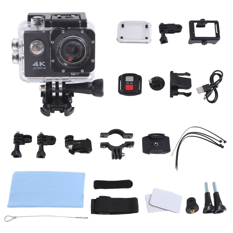 Ultra HD 4K Action Camera Action Camera Underwater Helmet Waterproof 2.0-Inch Screen Wifi Remote Control