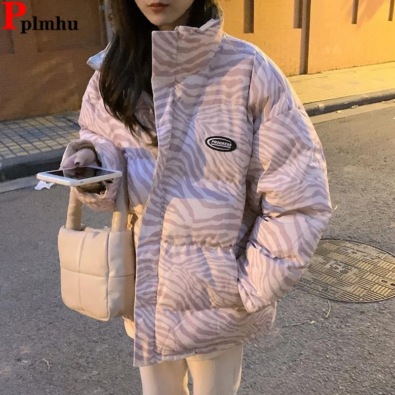 Leopard Loose Cooton Parkas Coats Tops Winter Snow Wear Warm Korea Fashion Chaqueta Casaco Vintage Casual Women Jaqueta Abrigo