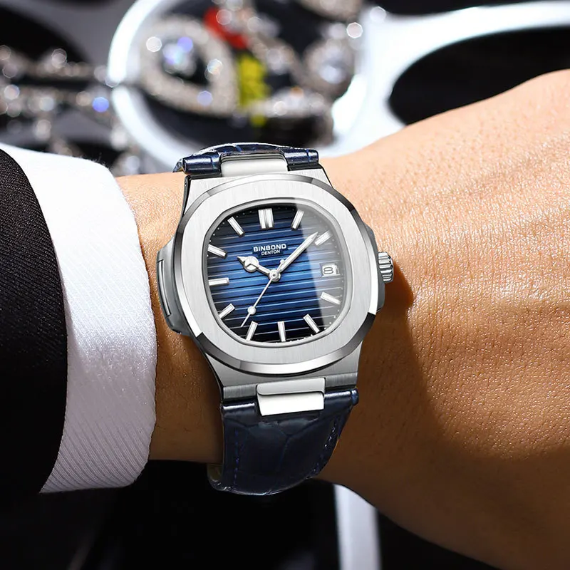 

Аутентичные мужские часы, водостойкий кожаный ремешок, светящийся деловой календарь, квадратные мужские студенческие модные кварцевые часы, подарок