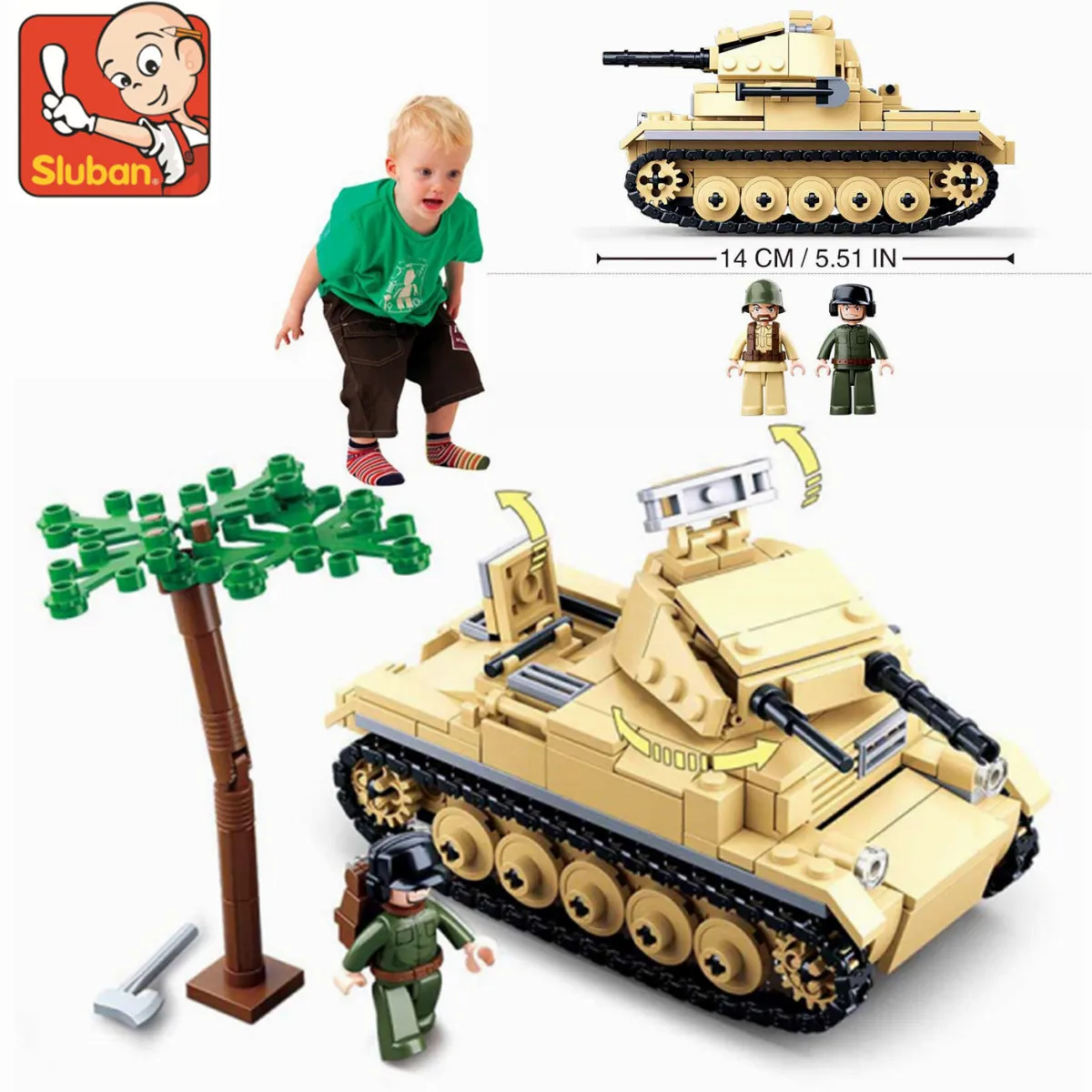 Sluban Building Block Toys WW2 Army Panzer II Tank 356PCS Bricks B0691 Military Construction Compatbile With Leading Brands