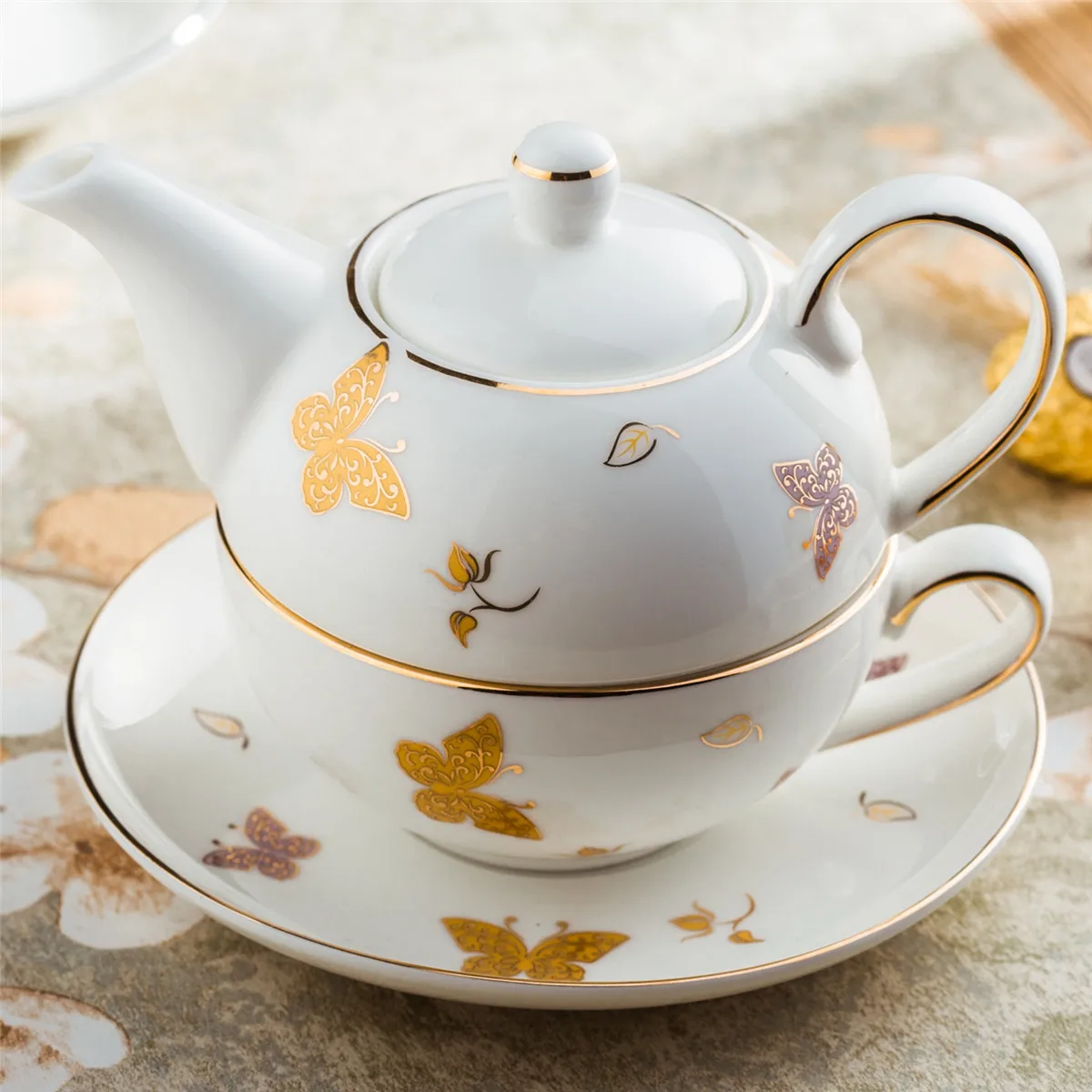 European-style Ceramic Pot for One Person English-style Afternoon Tea Flower Tea Bone China Set