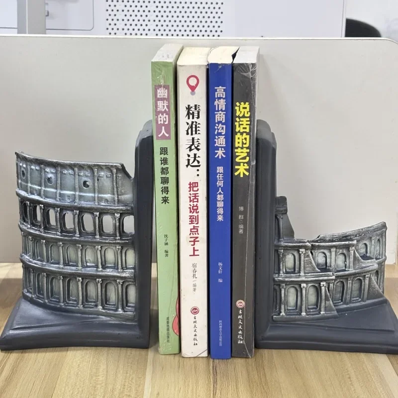 2Pcs Office Desk Crafts Creative Decorative Ornaments Decorative Resin Roman Colosseum Book Stand