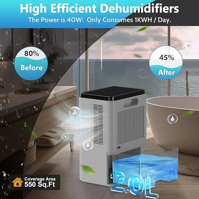 Oem/Odm 2000ml Air Dryer Small Electric Desiccant Whole House Home Dehumidifier With LED Light