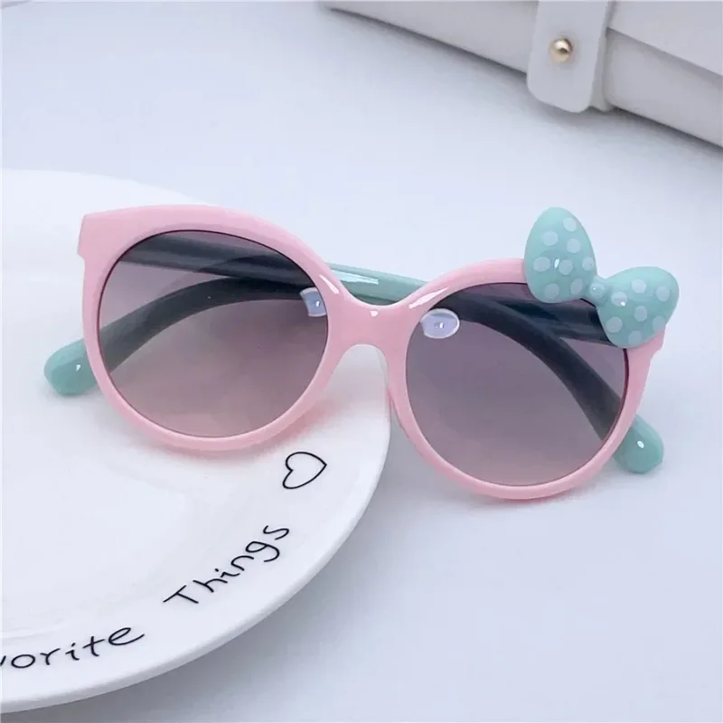 Children Trendy Cute Sunglasses Candy Colors Shiny Bowknot Sun Glasses UV400 Eyewear for Girls and Boys