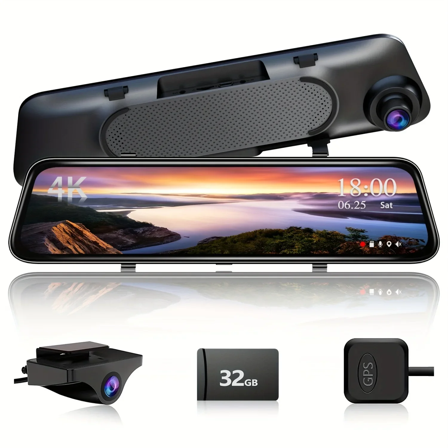 

HD VVCAR 4K Mirror Dash Cam with 12" Screen and Sleek Lines for Enhanced Aesthetics, Dual Cameras for Superior Star Night Vision