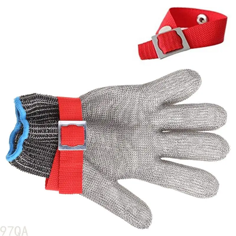97QA Cut Resistant Stainless Steel Working Gloves Metal Mesh Anti Cutting Butcher Kitchen Outdoor Fishing for Protection Mitt