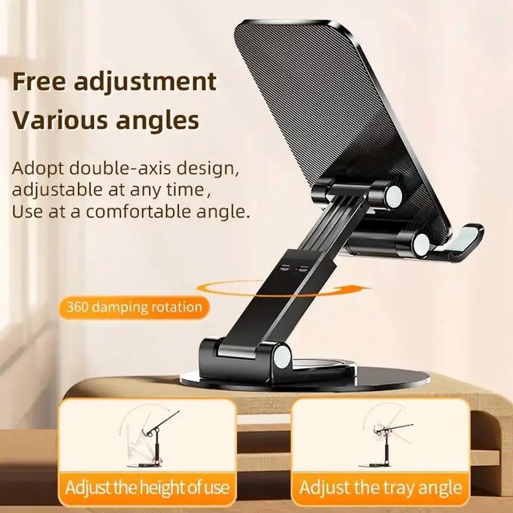 Desktop Metal Phone Holder Universal 360° Rotation Lifting Desktop Bracket Fall Anti-slip Stable Foldable Anti Y3V0