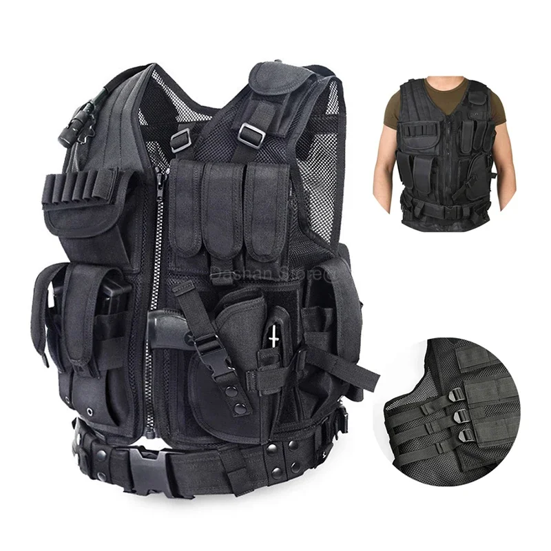 

Army Mesh Tactical Vests Live Field CS Combat Vest Mens Hunting New Style Outdoor Ventilate Black Nylon Training Vest