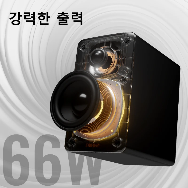 에디파이어 M60 데스크탑 2.0 스피커, 컴퓨터 스피커, 66W RMS 무선 LDAC, 블루투스 5.3, 고해상도 오디오 USB-C 및 AUX 입력