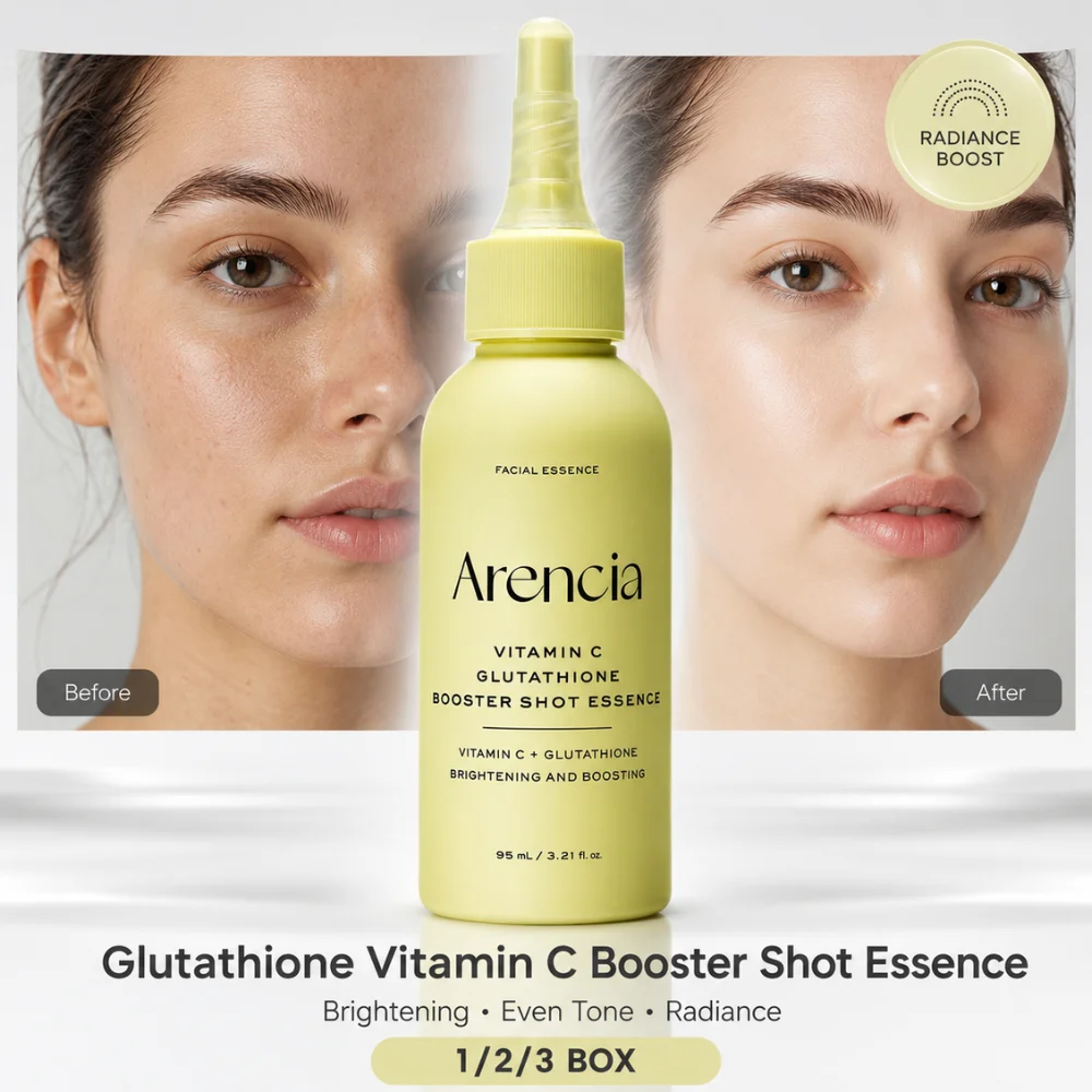 Essência Potenciadora de Glutationa Arencia 95ml, Sérum Facial Antioxidante, Hidratante e Iluminador com Vitamina C para Pele Seca e Sem Brilho