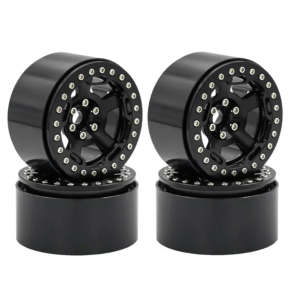 RC Car 2.2 Beadlock Wheels 5 Spokes Rim 64x35mm CNC Aluminum Anodized for 1/10 Crawler Trxs TRX4 TRX6 Axial SCX10 Wraith