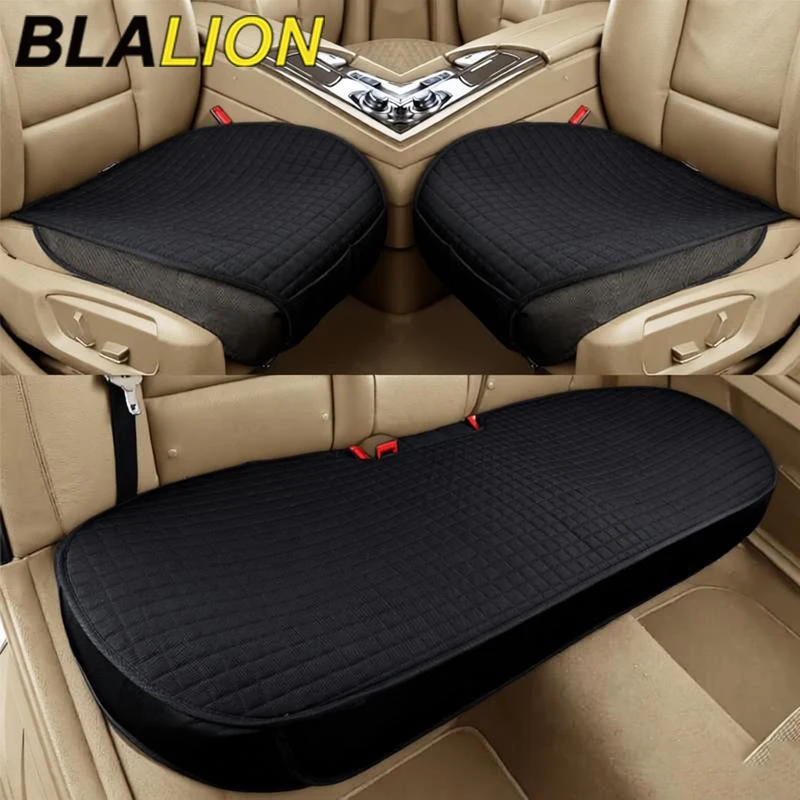 BLALION Summer Cool Flax Car Seat Cover Breathable Fabric Car Front/Rear Seat Cushion Chair Pad Mats for Car Accessories