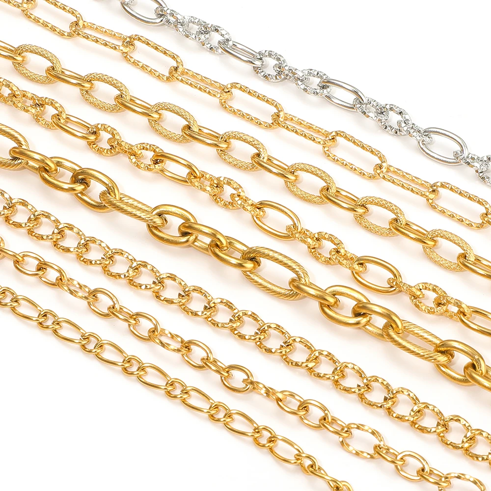 1 Meter Edelstahl Gold 3:1 O-Link Rolo Kabelkette für DIY Schmuckherstellung, Armbänder, Zubehör, Halsketten-Zubehör – Detail 4