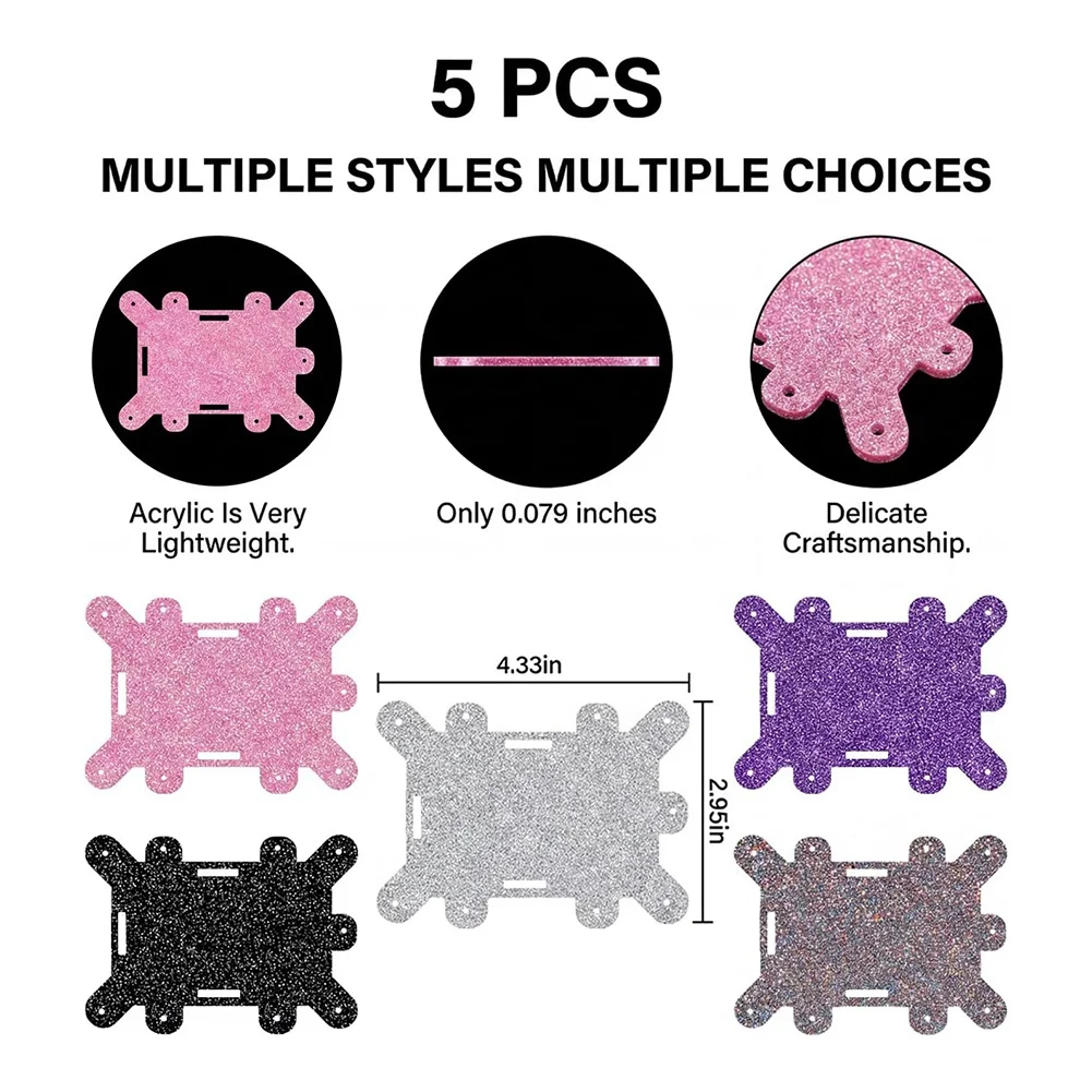 ABUO-5 Pack Badge Buddy Pin Holder With 10 Locking Pin Backs Black Pink Purple Badge Pin Holder Compatible