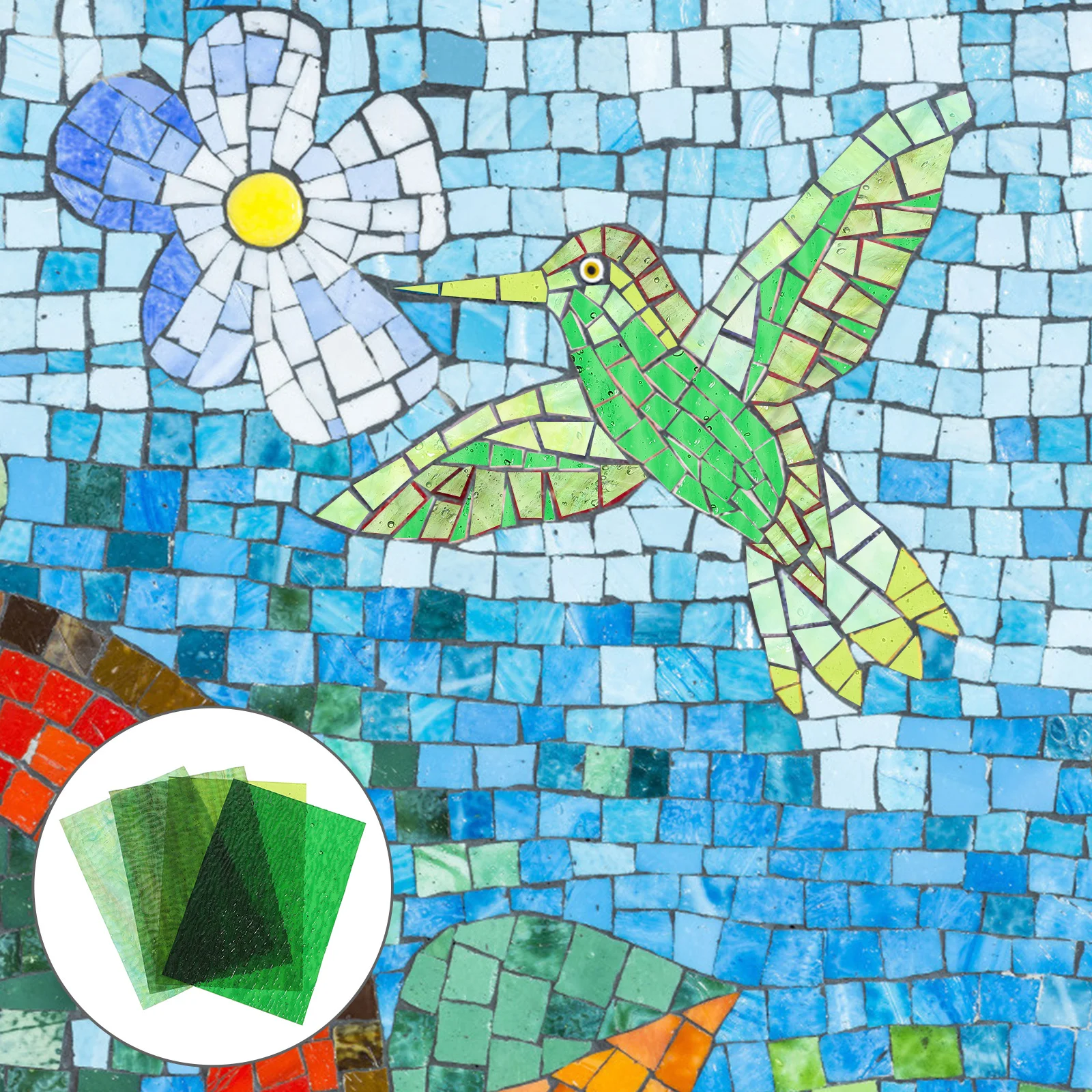 

4Pcs Glass Pieces Decorations DIY Craft Supplies Stained Glass Sheets for Mosaic Art Projects Handmade Patterns