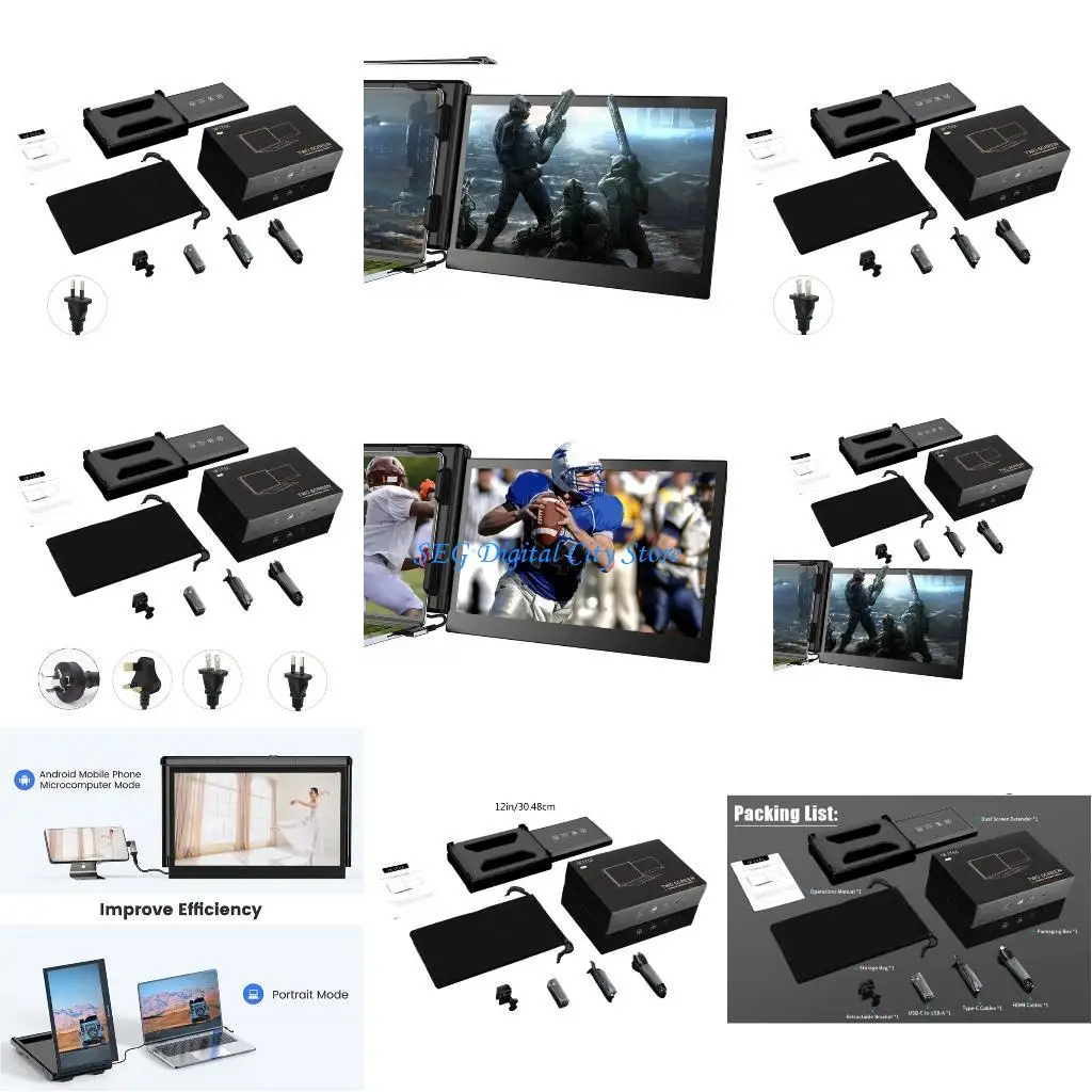 

U75B Laptop Screen Extender 1920x1080P Resolution with Dual-Speaker Ultra-Slim