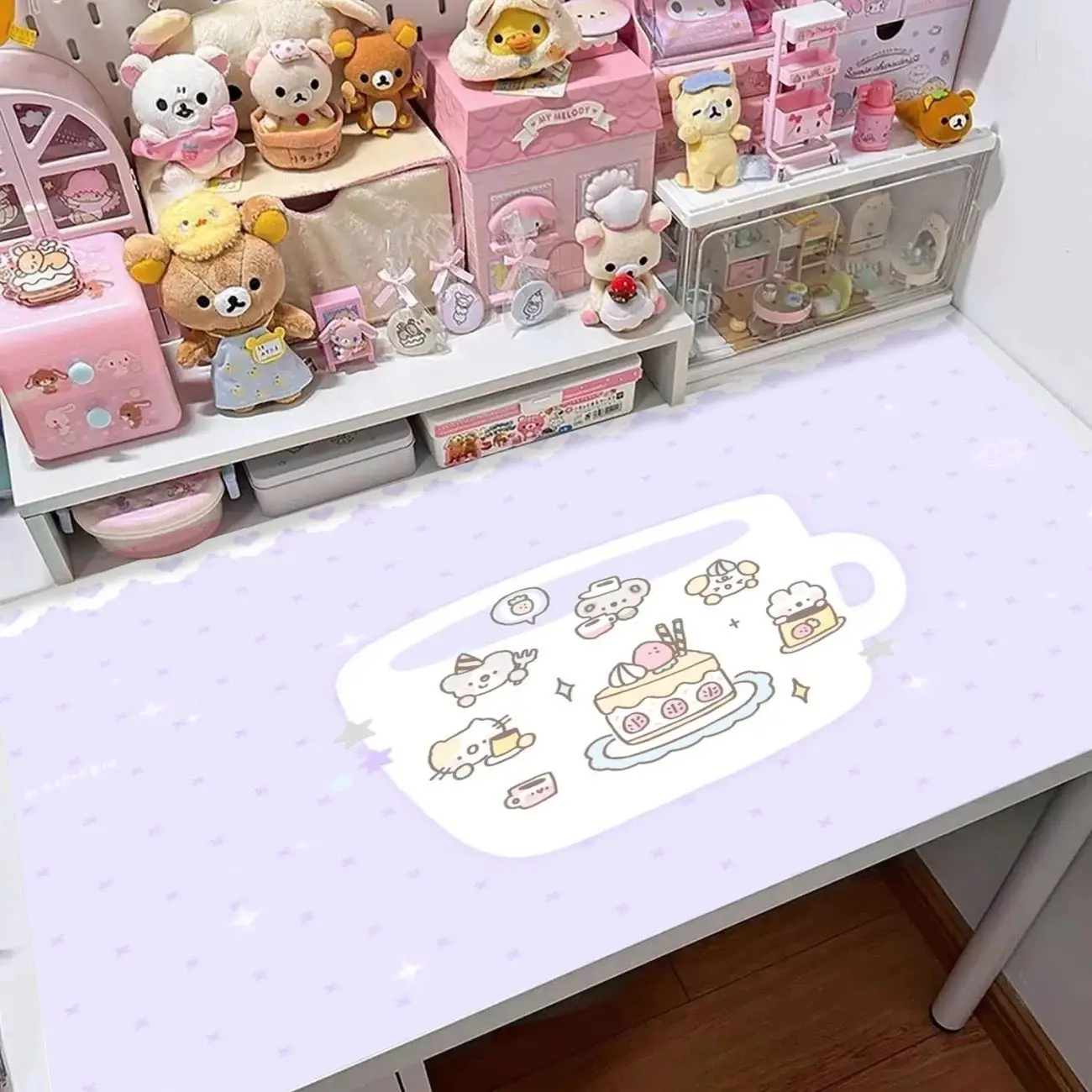 Pink Cute Pet Party Girl Leather Mouse Pad Super Large Computer Table Mat Desk Pad Customization Decoration Office Dormitory Mat