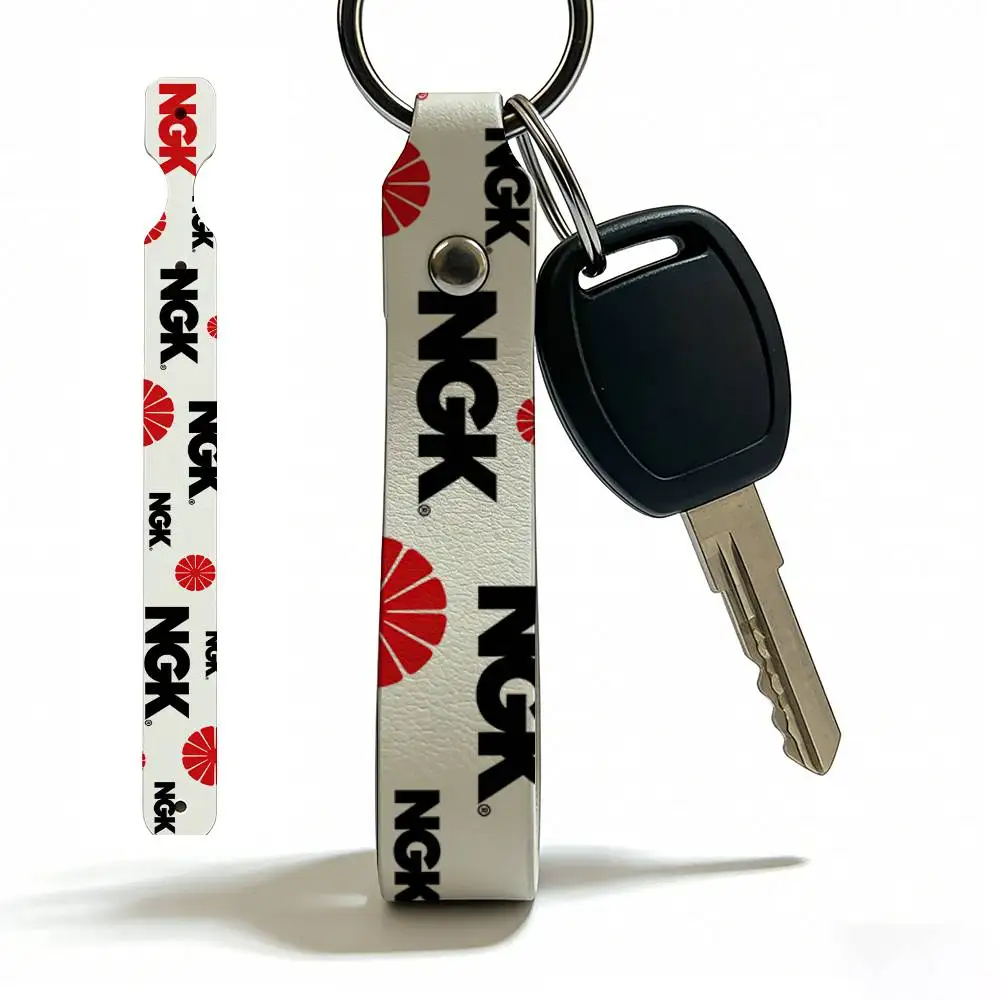 

For Ngk Soft PU Leather Motorcycle Keychain Lightweight Key Holder For Scooter Racing