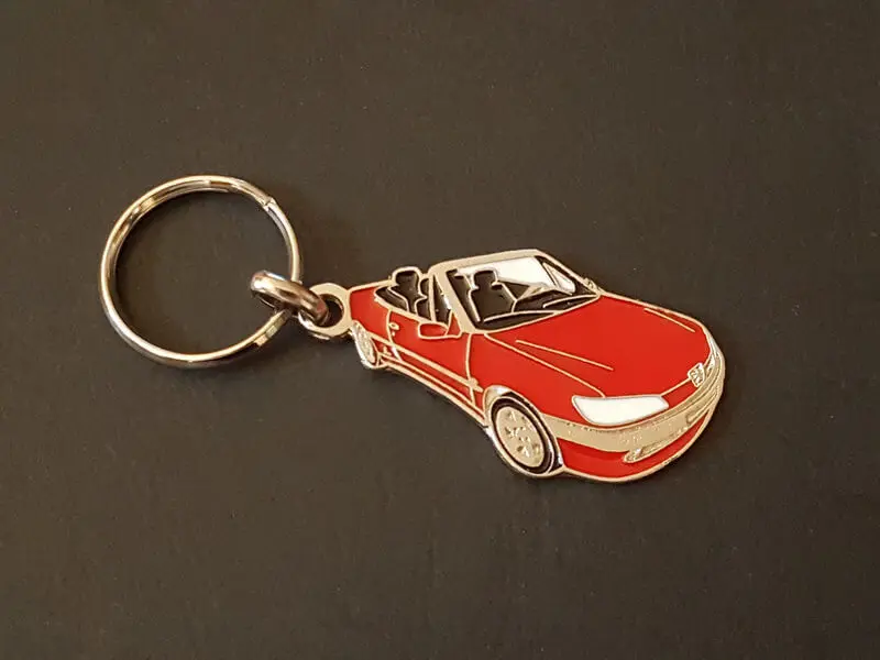 Keychain Peugeot 306 cabriolet (red) profile key ring