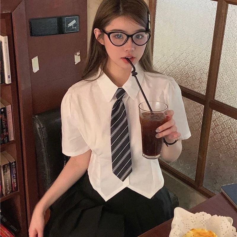 

Korean Sle Collar ort Sve irt Women's Summer New Design Ele Beautiful Tie Top Waist Cinched Breathable Thin...