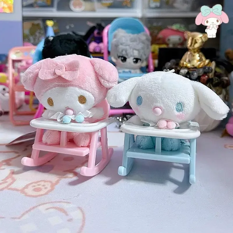 New Kawaii My Melody Kuromi Hello Kitty Rocking Chair Baby Plush Doll Toy Anime Sanrio Authentic Girly Heart Cute Plush Pendant