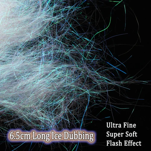 Imagen 2 del producto 2 paquetes de 6,5 cm de doblebado de hielo de fibra sintética Flash ala de hielo Material de atado de moscas para camarones Baitfish Streamer Minnow moscas señuelos de trucha