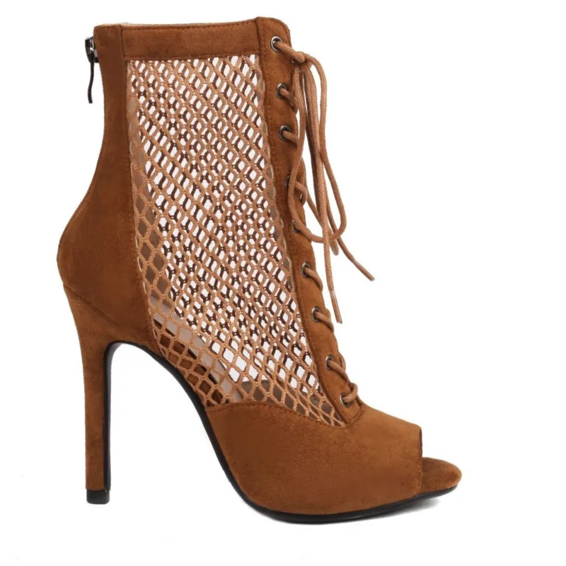 

2023 New Fashion Soft Lace-up Boots Lady Shoes Slipery Sole Customizable For Latin Dancing Sexy Stilettos Booties Plus Size