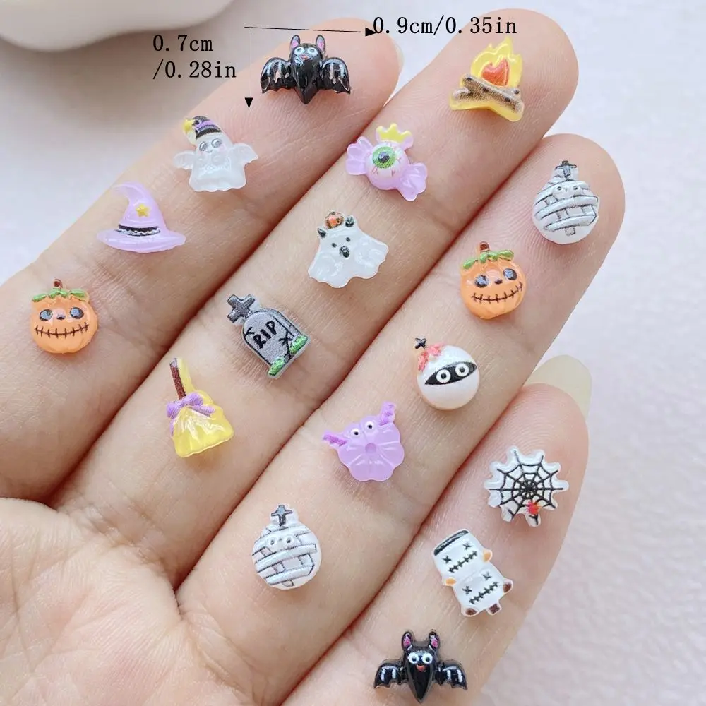 100PCS Halloween 3D Nail Art Decoration Charms Supplies Kawaii Cartoon Halloween Series Accessories Resin Parts Manicure Decor