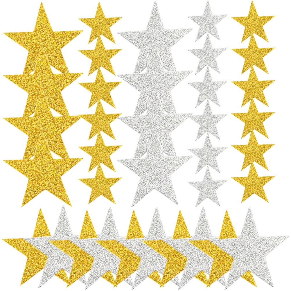 

200 Pcs Star Stickers Golden Glitter Colored School Decor Christmas Shiny Kids Decals Stars Flash Bling