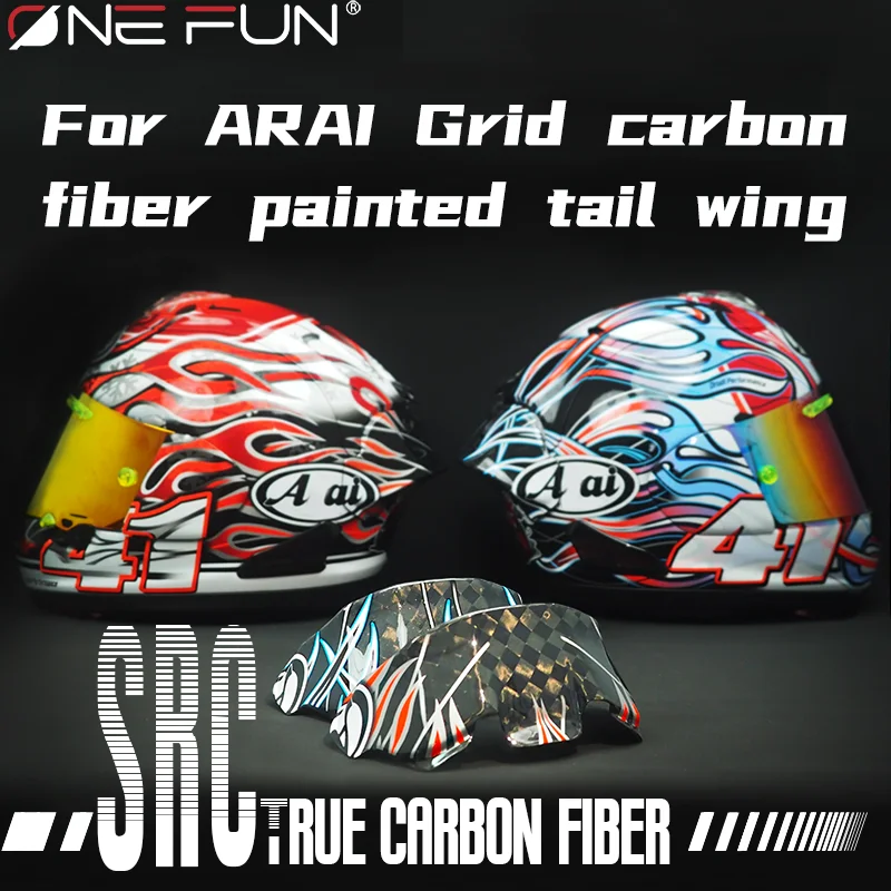 

Real Carbon Fiber Spoiler For Arai SRC RX7X/V-GP Crane Red/Fire Blue Haga GP Painted Rear Wing Ducktail Deflector Tail
