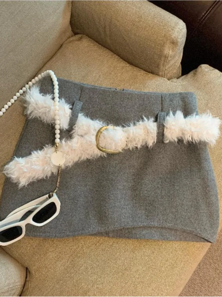 Ay Wollen Plu Hoge Taille A-lijn Rok Dames Herfst Winter Faion Pendelen Sle Katoenmix Thi Ort Rok