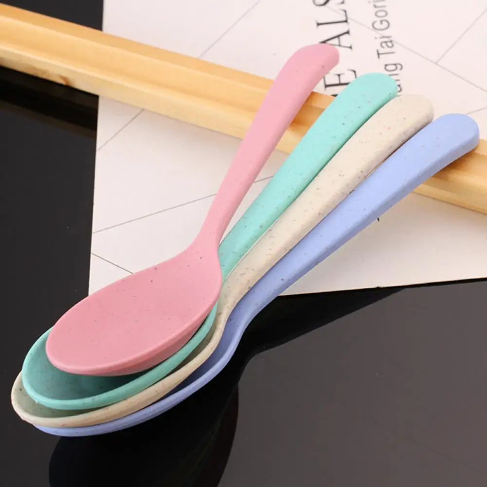 Cuchara de sopa ecológica para niños, vajilla de plástico con mango largo, apta para microondas y lavavajillas