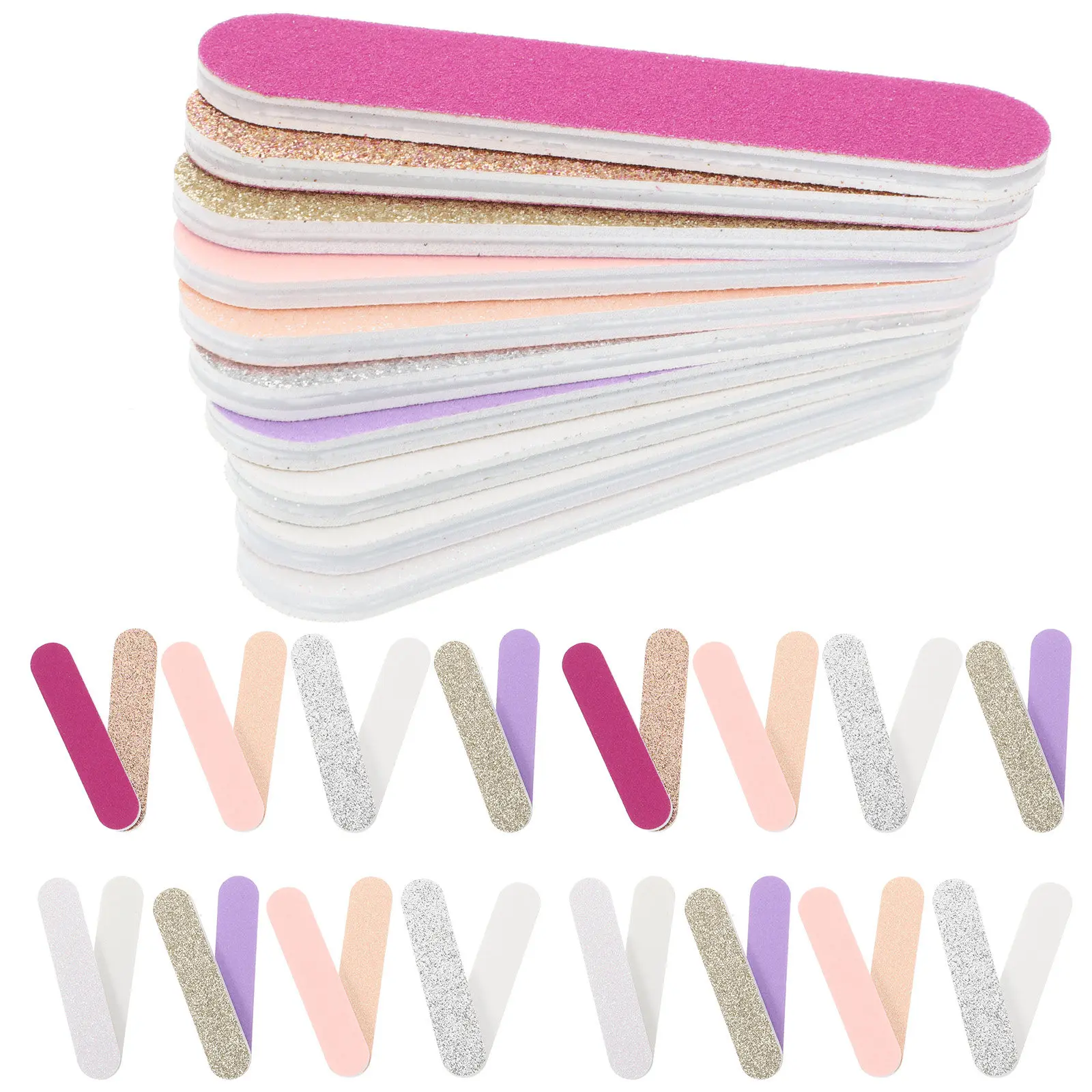

50Pcs Glitter Eva Nail Files Portable Polishing Tools for Nail Shaping Smoothing Home Salon Manicure Pedicure Supplies