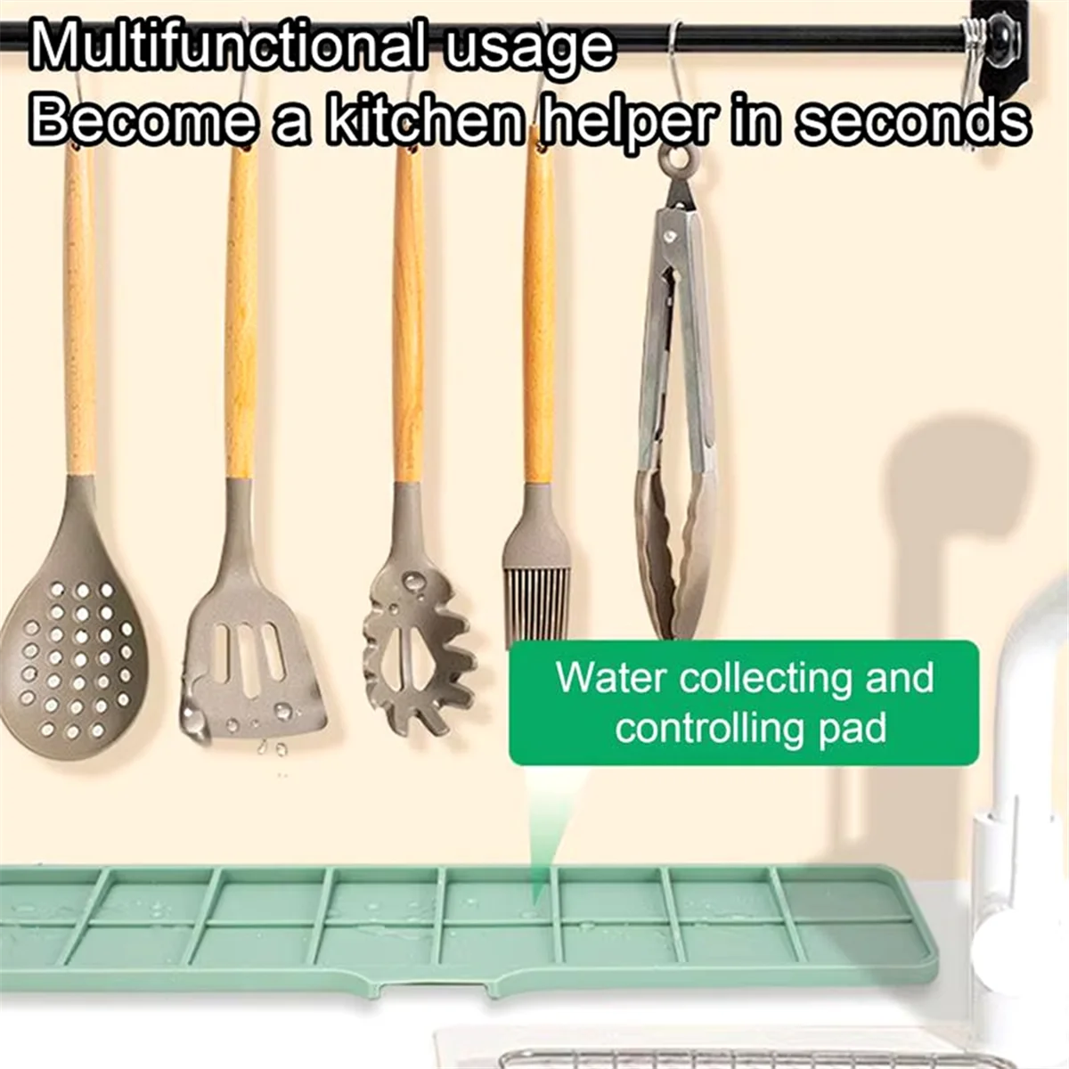 A25I Kitchen Faucet Silicone Mat Drip Protection Pads Faucet Water Catcher Mat Sink Drain Pad Waterproof Non-Slip Bathroom